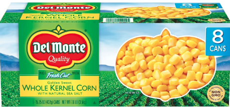 Del Monte Golden Sweet Whole Kernel Corn 15.25 oz 8 pk.